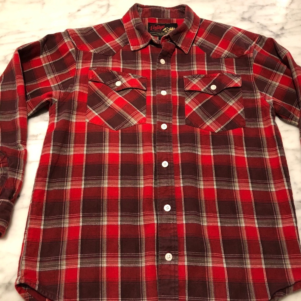 Boys large 100% cotton flannel button down